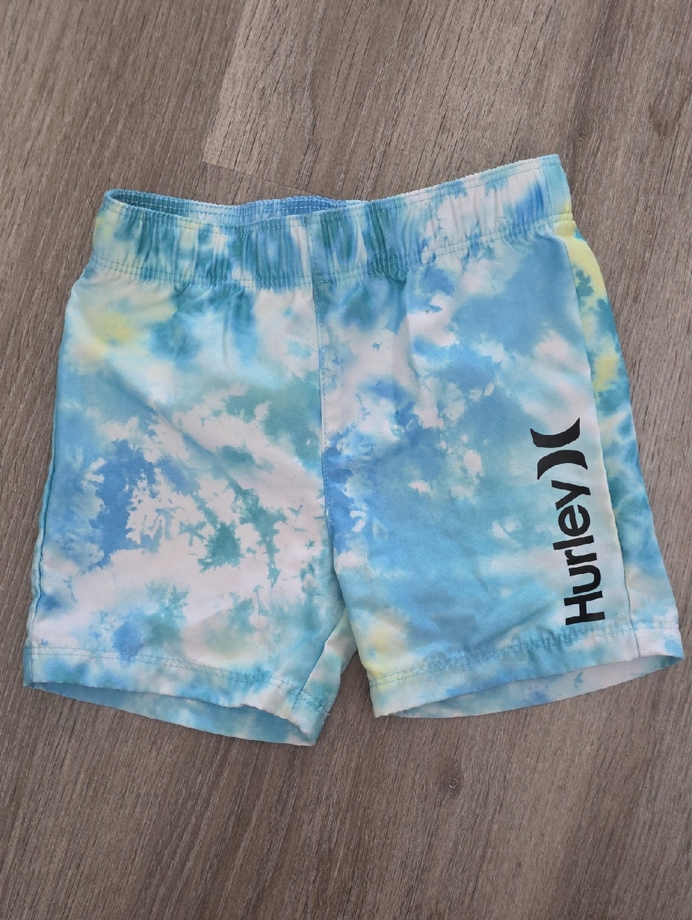 Hurley Blue, White & Yellow Tie-Dye Swim Shorts - 18 Months